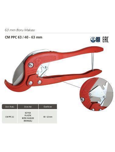 CANDAN BÜYÜK PVC BORU MAKASI 40 - 63 MM